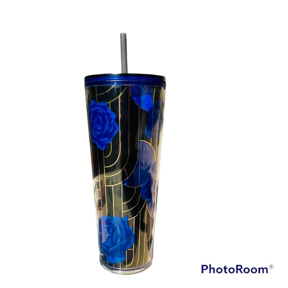 Starbucks Accessories - Starbucks, blue rose, art deco, floral, Tumbler acrylic